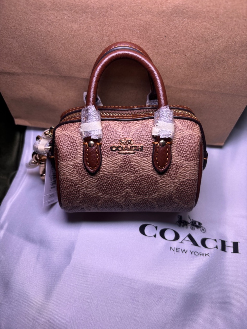 Coach Mini Rowan Bag Charm In Signature Canvas - Picture 5 of 10